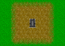 A dormant portal: a dark stone slab